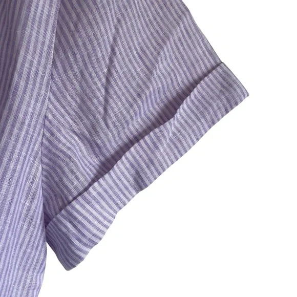 Hill House Laura Dress Linen Lilac Stripe Pockets Belted NWT - Picture 10 of 12